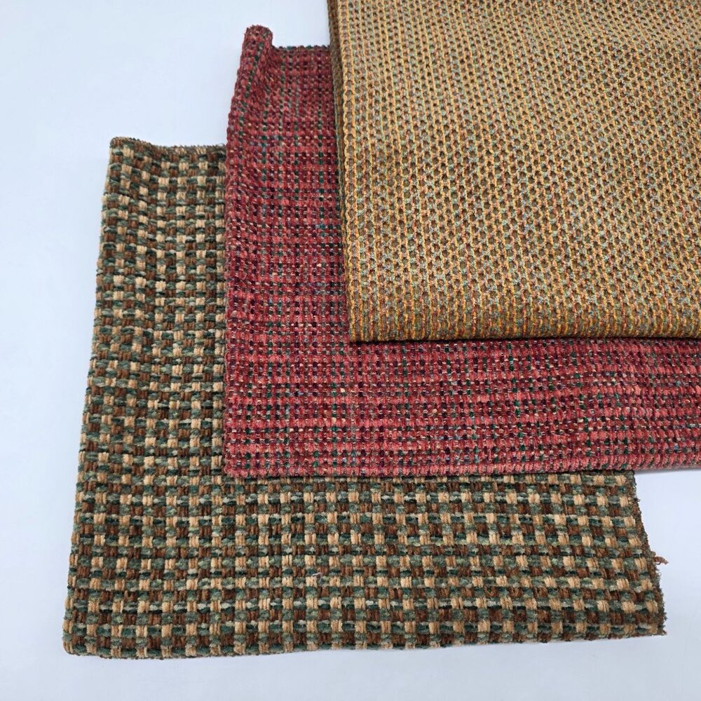 Heavy Weight Upholstery Fabric Samples In Assorted Colors 24"x26" Lot of 3